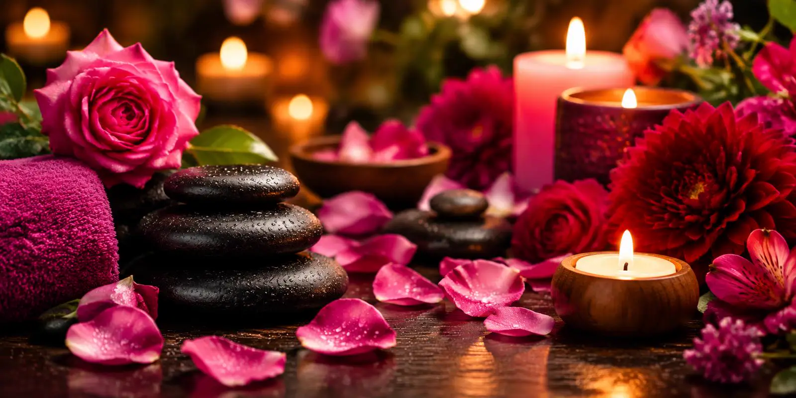 Ready to Unwind Tonight? Warm massage stones, rose petals and candles for a relaxing Las Vegas massage