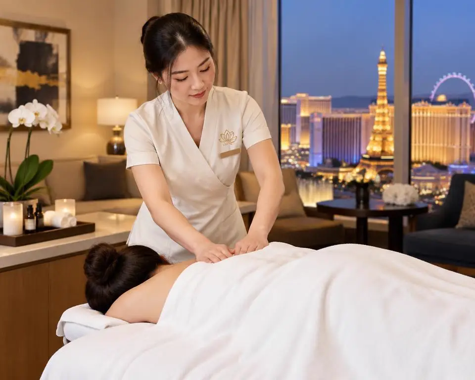Swedish Relaxation Massage in Las Vegas Swedish relaxation massage in a Las Vegas hotel suite with Strip view