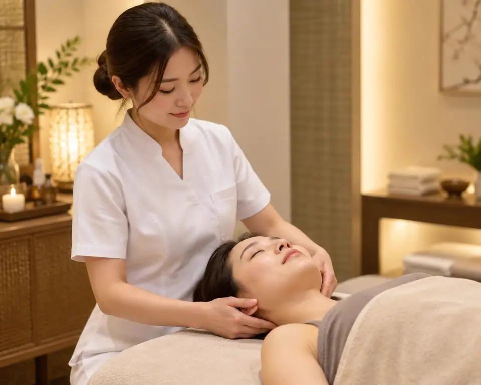 Yuki Tanaka giving a head and neck massage